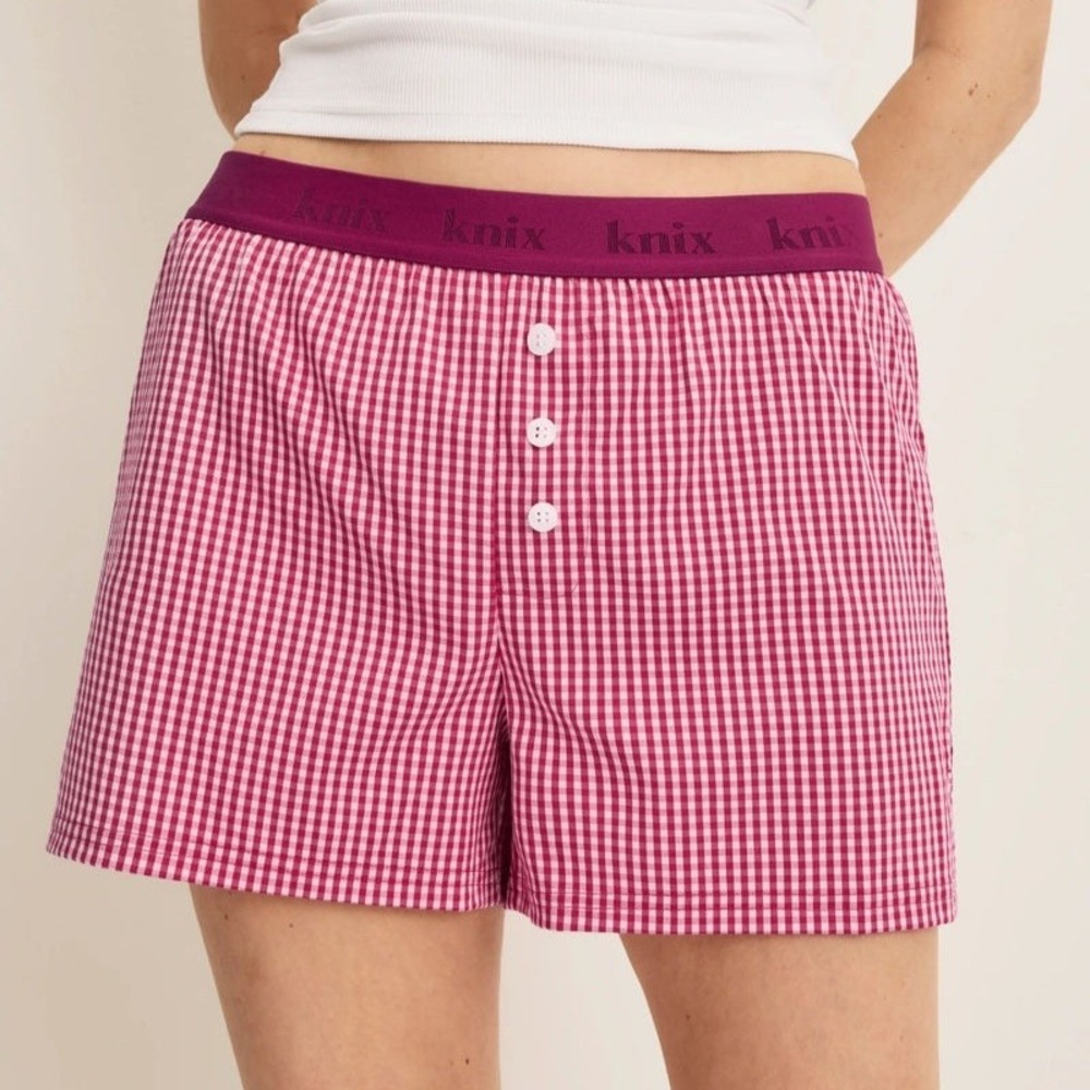NWT Knix Super Leakproof Dream Boxer Period Underwear Fuchsia Gingham - Medium